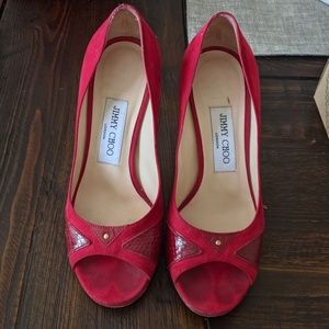 Jimmy Choo red suede pumps